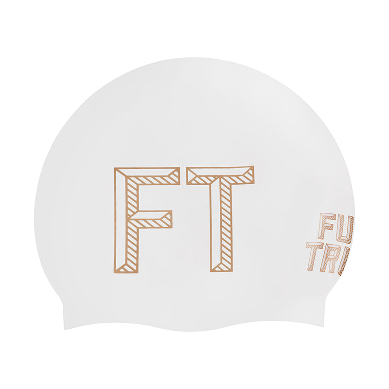 Funky Trunks - Stencilled White Seamless Silicon Swimming Cap